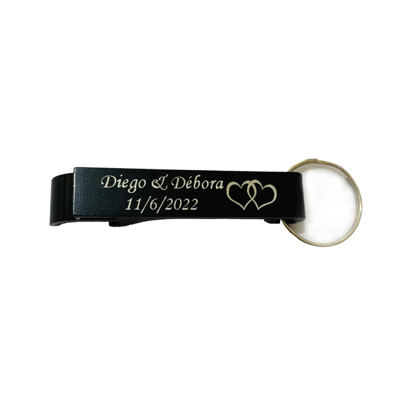 100PCS Custom Bottle Opener Keychain Personalized Wedding Favor Key Rings With Organza Bag as Souvenir Gift