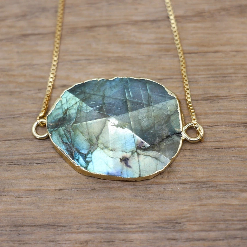 Labradorite Crystal Pyramid Brass Chains Adjustable Bracelet Amethysts Rose Quartzs Fashion Jewelry Dropship QC2030 image 4
