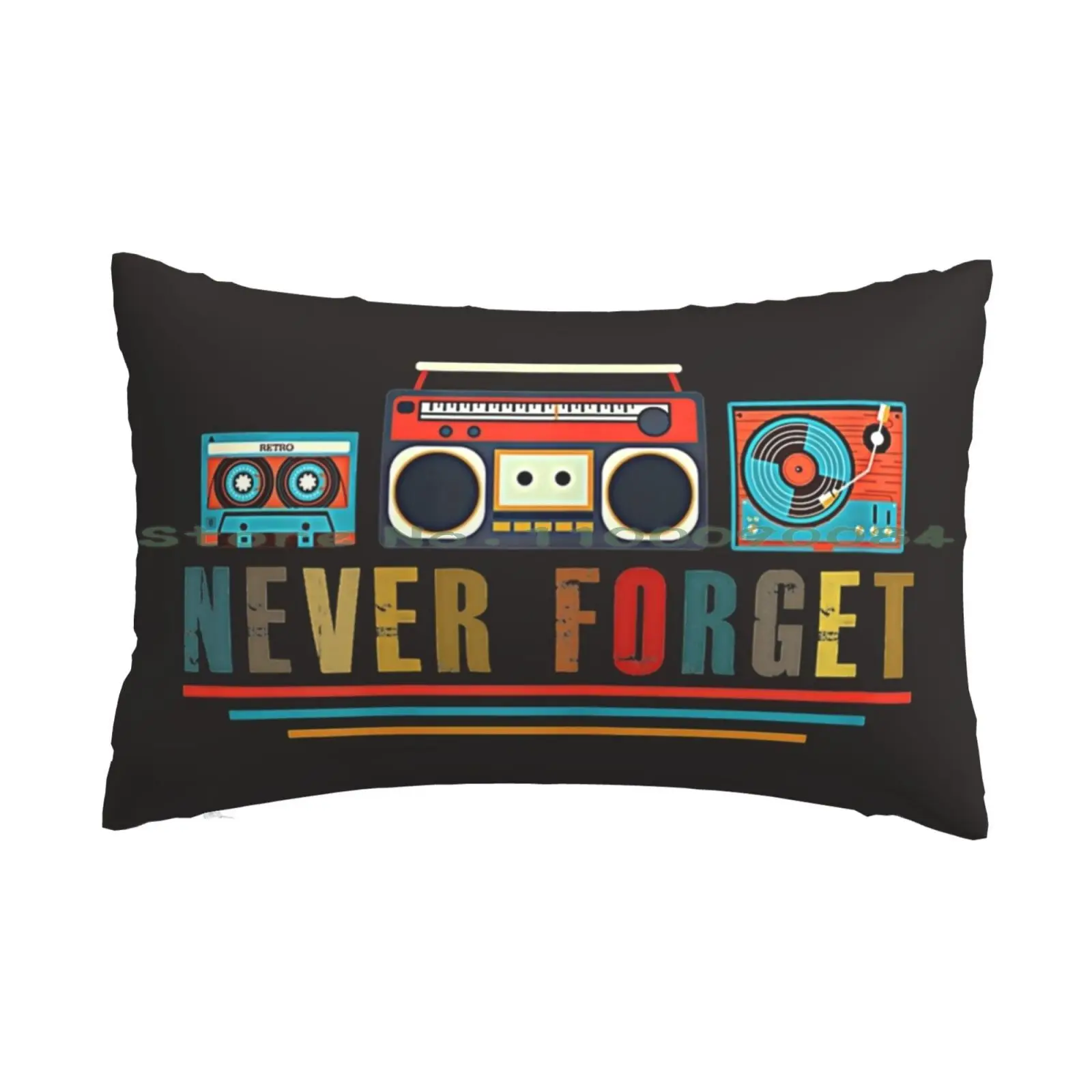 Vintage Retro 80s Music Tape Never Forget T-Shirt Pillow Case 20x30 50*75 Sofa Bedroom Japanese Fujigen Japan Tokai Greco