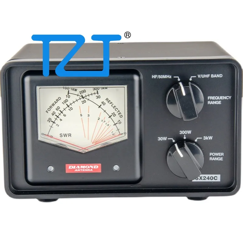 TZT SX240C PWR SWR Meter SWR & Power Meter 30W 300W 3KW HF/50MHz VHF UHF For DIAMOND ANTENNA