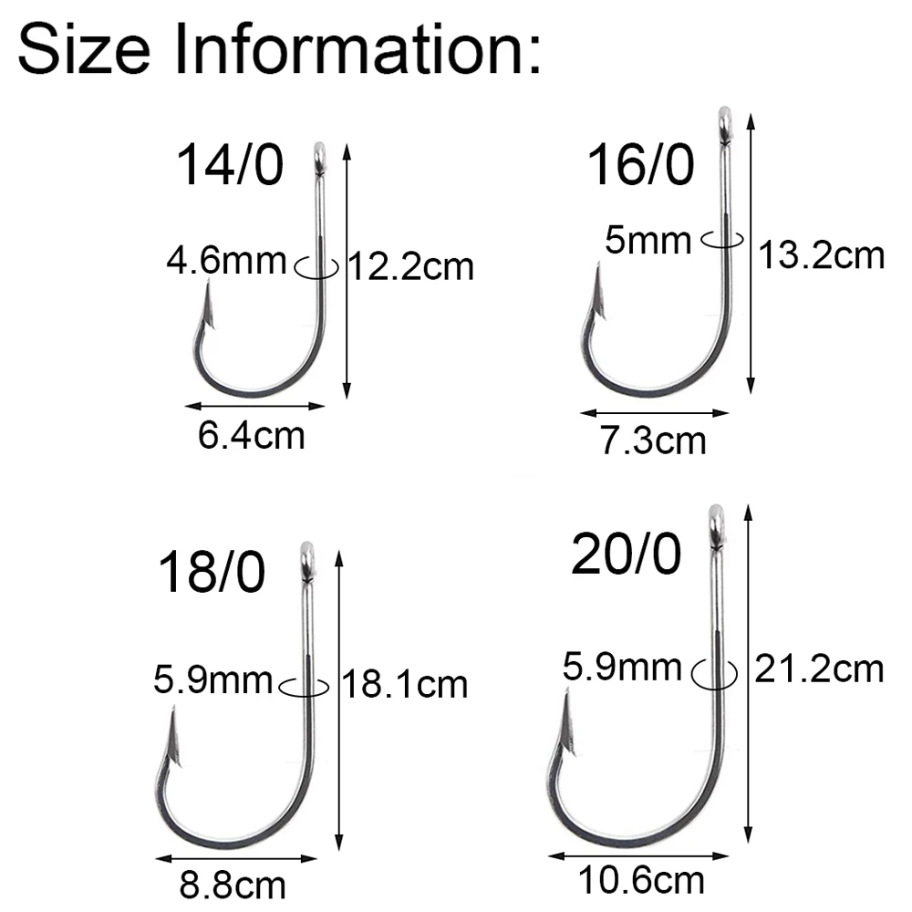 5Pcs/lot Stainless Steel Fishing Hook 14/0-20/0 shark Large Big Game Fish jig bait hooks Barbed Tuna fishhook - AliExpress 18 5Pcs/lot Stainless Steel Fishing Hook 14/0-20/0 shark Large Big Game Fish jig bait hooks Barbed Tuna fishhook - AliExpress 18