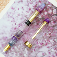 LORELEI Resin Purple Piston Fountain Pen with Golden Clip, Transparent  Body Iridium EF/F 0.38/0.5mm Ink Pen for Business Office