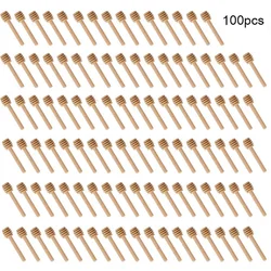 High Quality Honey Stir Bar Mixing Handle Jar Spoon Practical 100Pc Wood Dipper Honey Long Stick Supplies Honey Kitchen Tools