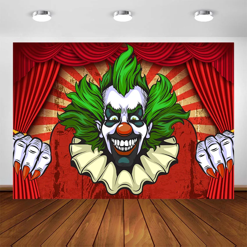 

Halloween Backdrop Horror Circus Backdrop for Photography Giant Evil Clown Scary Hallomas Birthday Party Decorations Backdrops