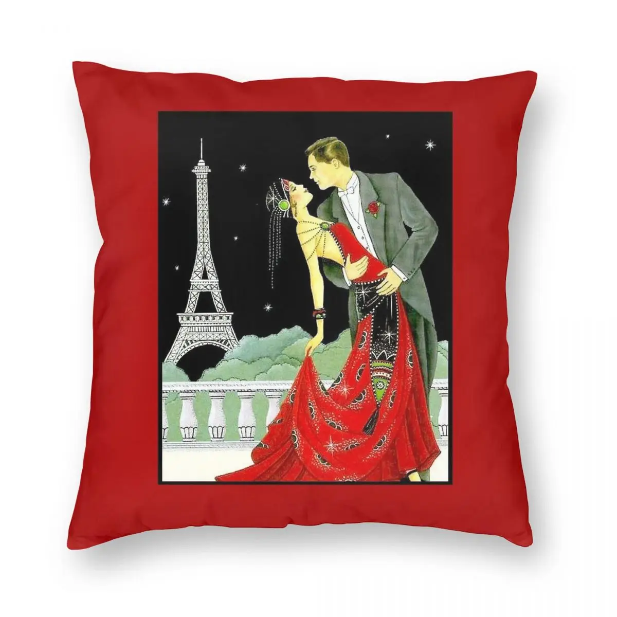 Flapper Vintage Dancing Square Pillowcase Polyester Linen Velvet Creative Zip Decorative Throw Pillow Case Bed Cushion Cover