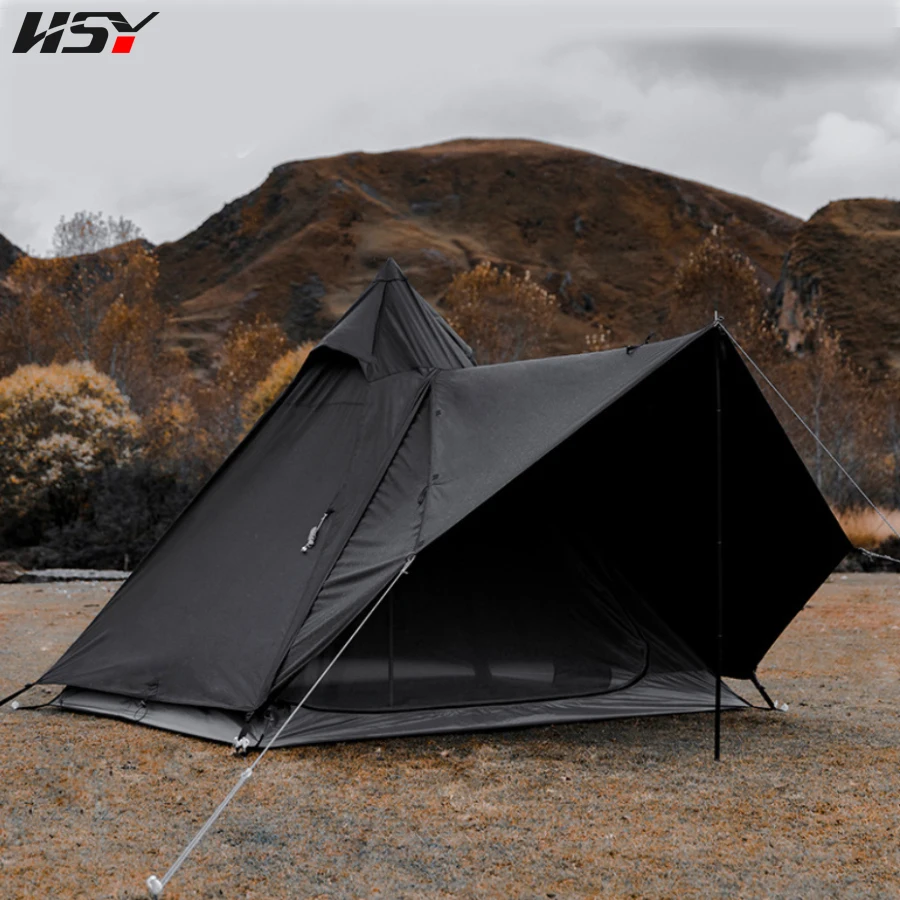 

2.6*2.1*2M Luxury Waterproof Polyester Large Tents Shelter Outdoor Camping Spire Yurt High Quality Indian Pyramid Black Tent