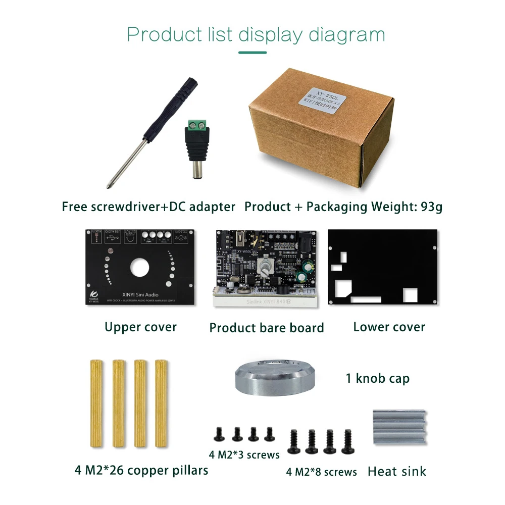 HIFI 50W*2 Stereo Bluetooth 5.0 Digital Power Amplifier Board Module With WIFI Timing Clock XY-W50L With Blue/Green Digital Tube