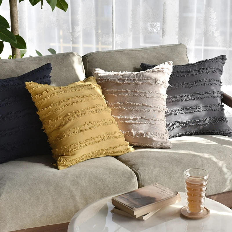 

Linen and cotton decorative pillowcase, 45x45 cm, Nordic home decoration, living room