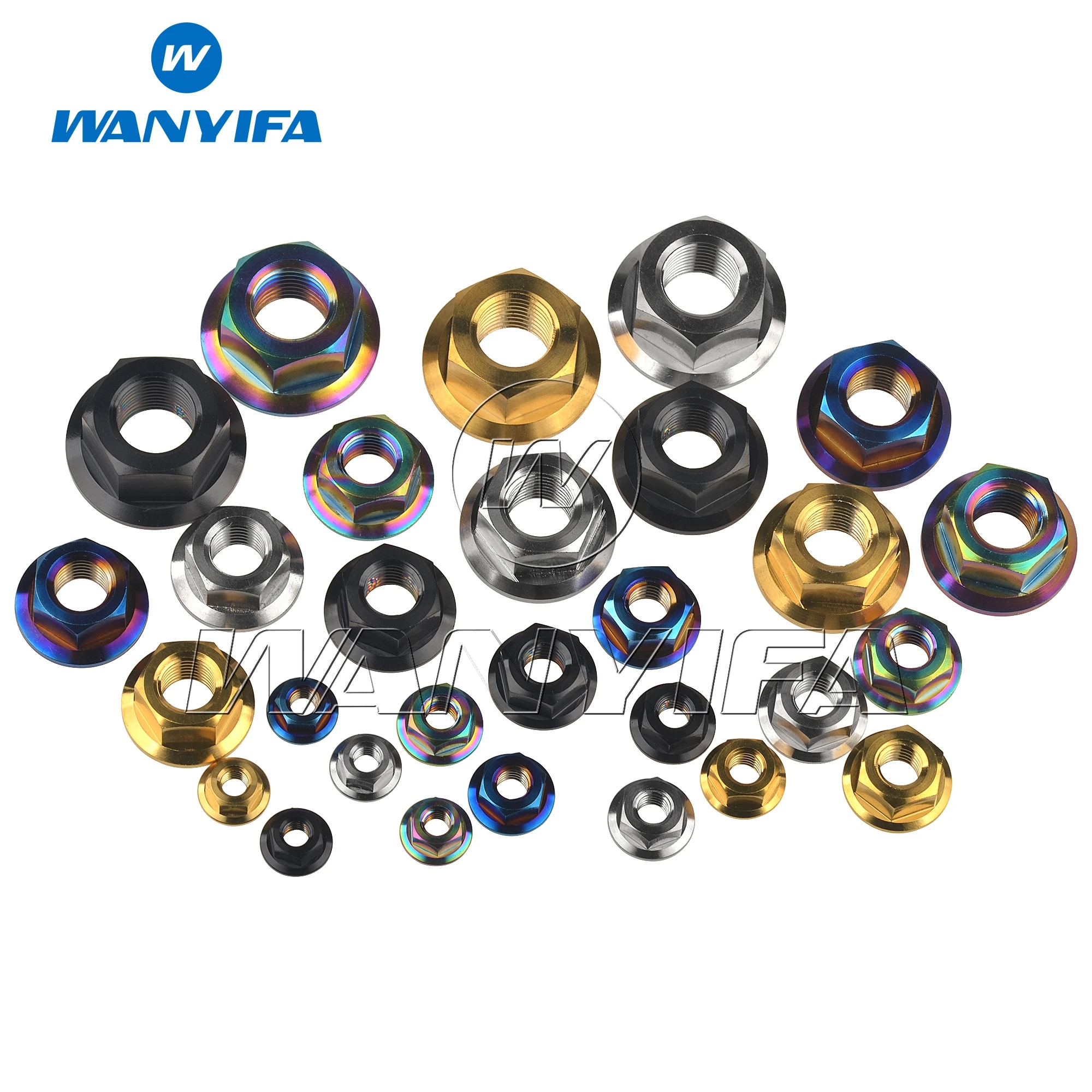 Wanyifa Titanium Nut M5 M6 M8 M10 M12 M14 M16 Flange Nuts for Bicycle Motorcycle Car