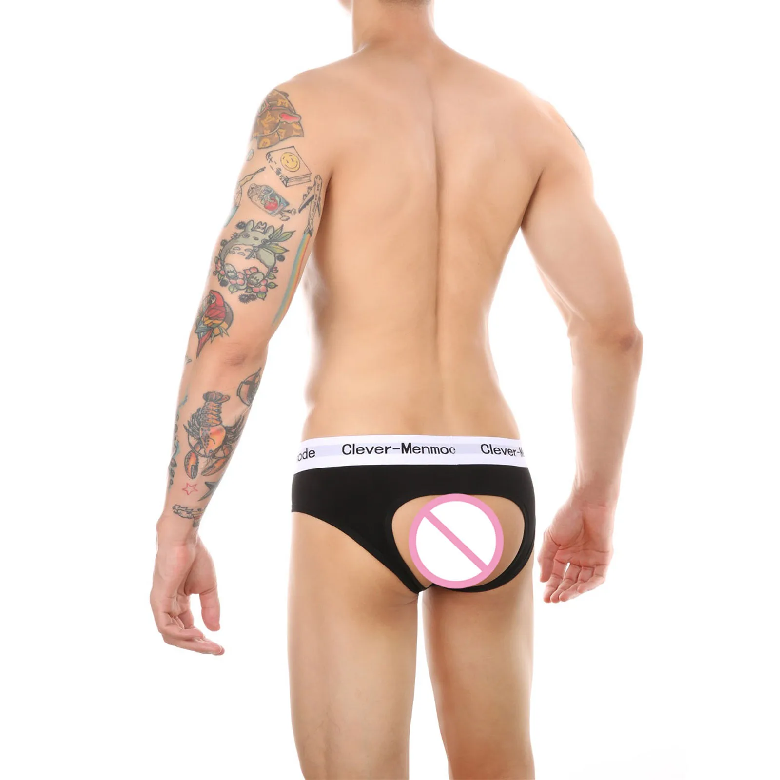 CLEVER-MENMODE Mens Sexy Underwear Briefs Jockstrap Open Butt Penis Pouch Cotton Buttocks Panties hombre Backless Underpants