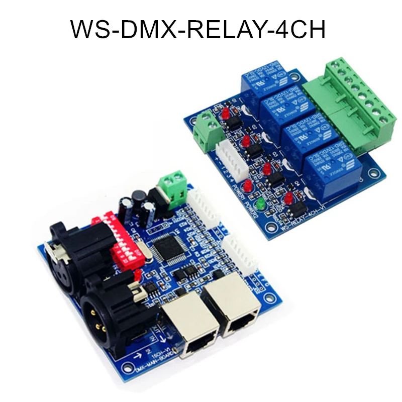 

4CH DMX512 LED Controller 4channel RJ45 Decoder for led lamp led RGB strip light WS-DMX-RELAY-4CH/*2 DC12V 10A*4CH Relays decode