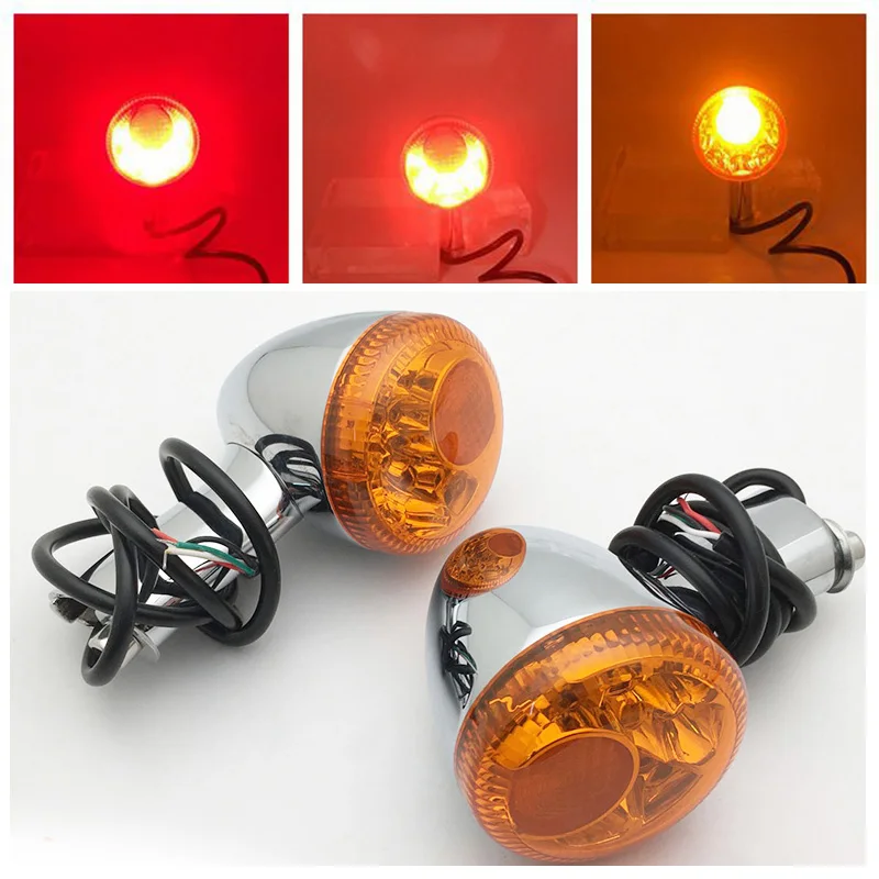 Motorcycle Rear Turn Signal Indicator LED Amber Light Brake Running Light Fits For H arley Sportster XL883 XL1200 1994-2016