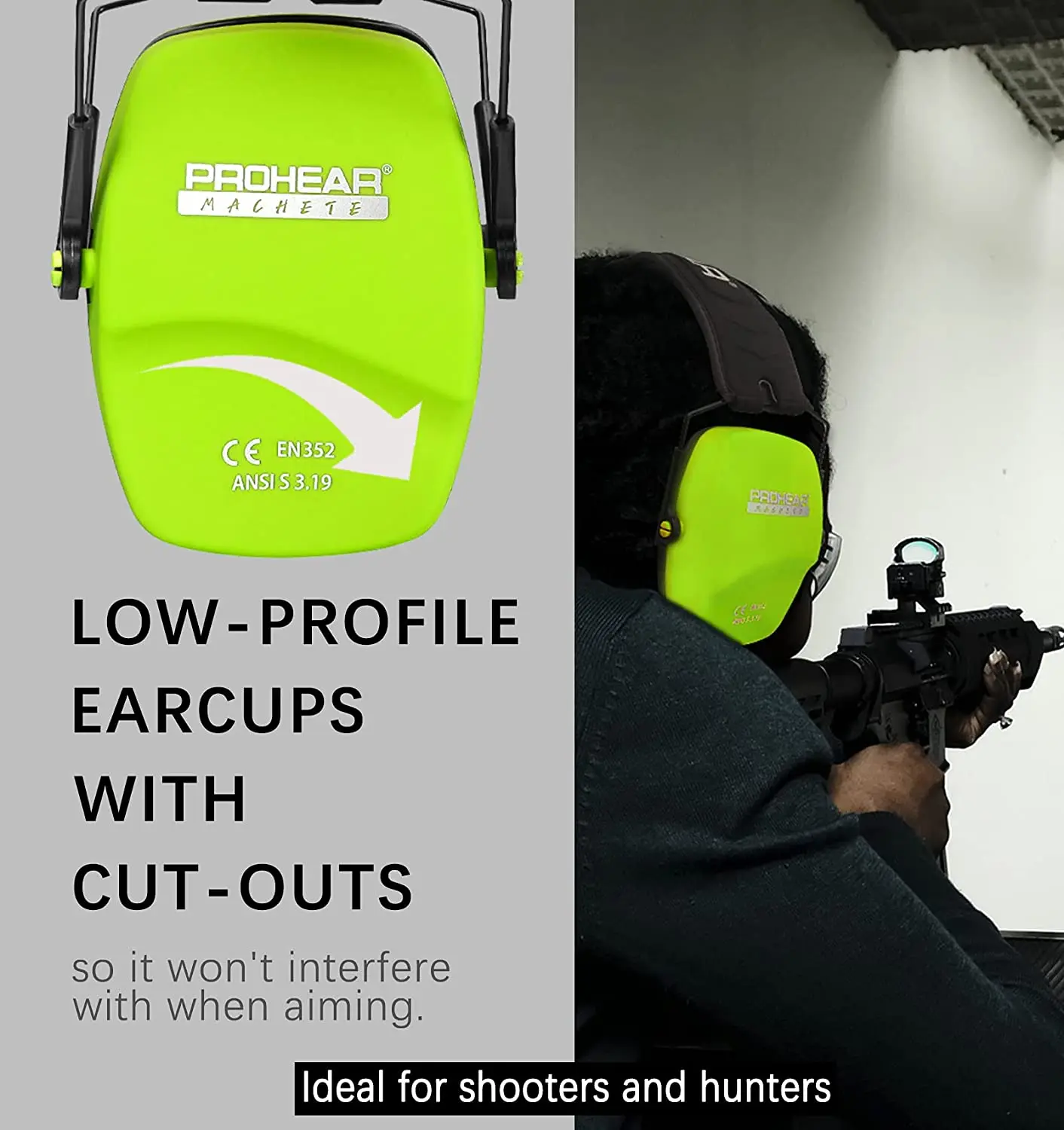 ZOHAN  ear protector for shooting Hearing Protectors noise reduction Safety earmuffs slim passive Protection NRR26db Hunting