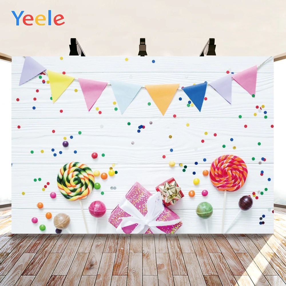 Yeele Bunting Candy Baby Birthday Party Backdrops Photo Background Photophone Photographyfor Baby Shower Photo Studio Customized