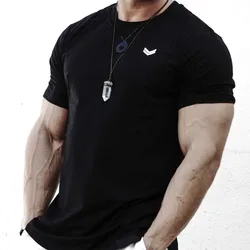 T Shirts Men Summer Shirt Short Sleeve Bodybuilding Workout Exercise Mens Clothing Daily Wear