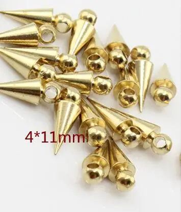 100pcs/lot 4*11mm Sharp drop Gold Plated Brass Beads Factory Wholesale Handmade Beaded Diy Jewelry Accessories pendant