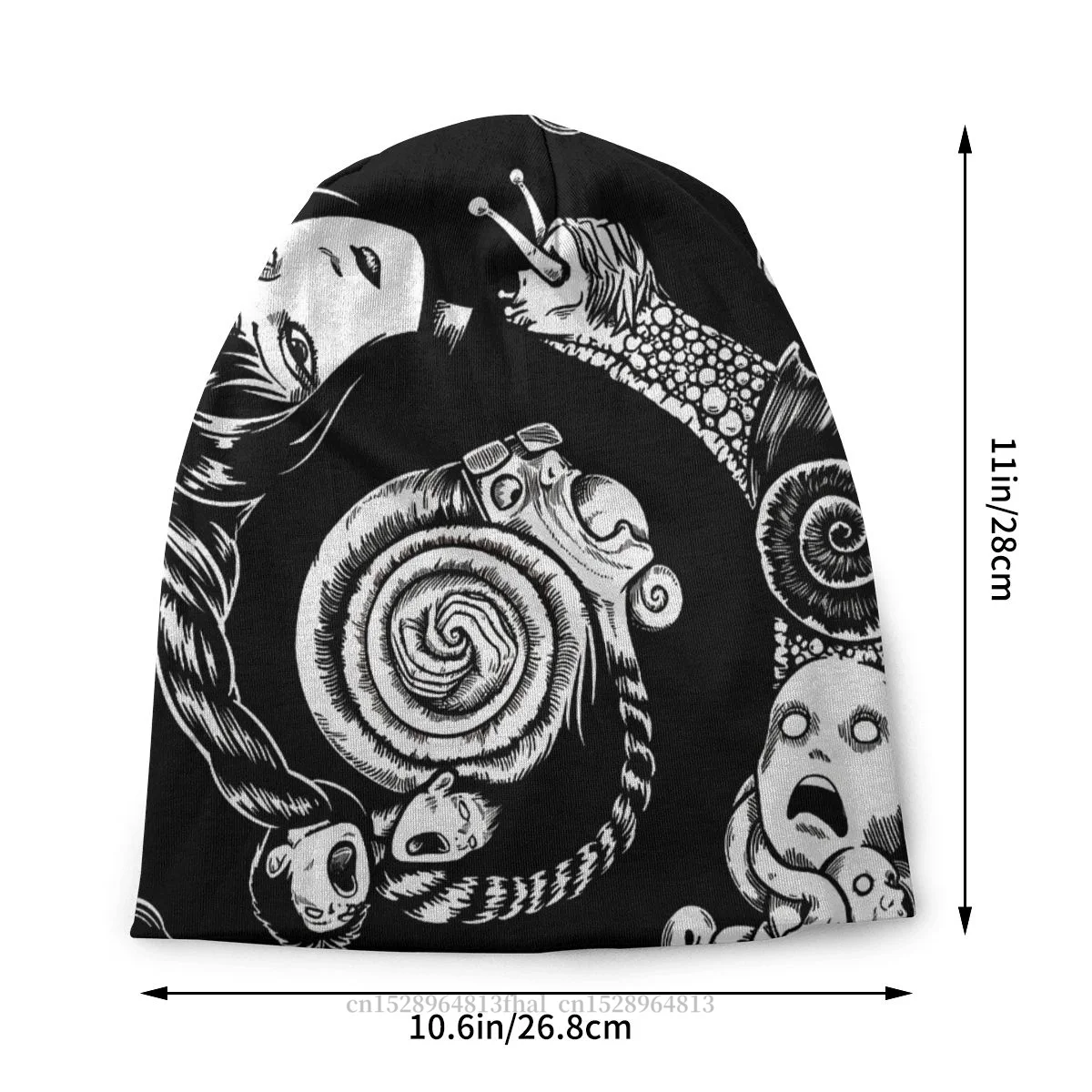 Bonnet Hats Abstract Expressionist Art Men Women's Knitted Hat Spiral Into Horror Uzumaki Winter Warm Cap Skullies Beanies Caps