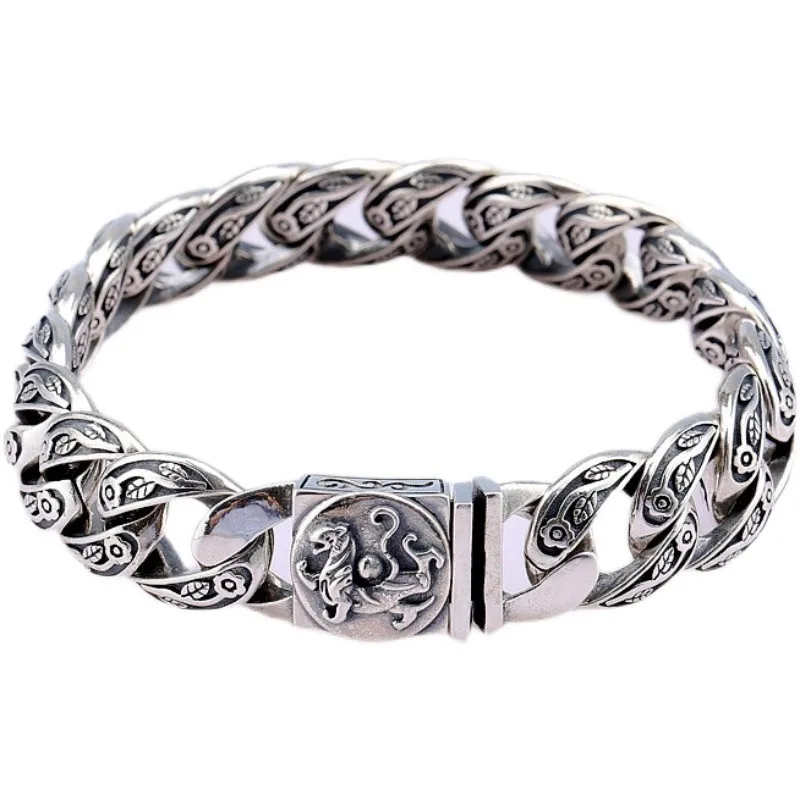 Customization 100% 925 Silver Jewelry White Tiger Bracelet  Warding Off Evil Spirits Good Luck（With certificate，No Returns）