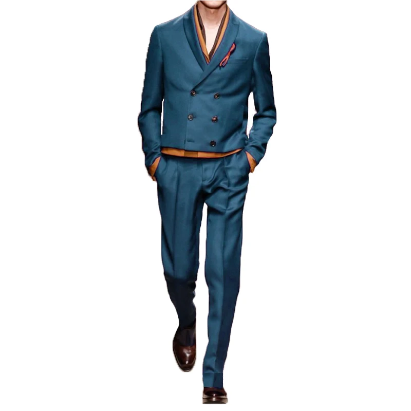 Abito da sposo blu abito da sposa abito da ballo abiti da lavoro cena abiti da festa costume homme mariage luxe 3 pezzi (giacca + gilet + pantaloni)