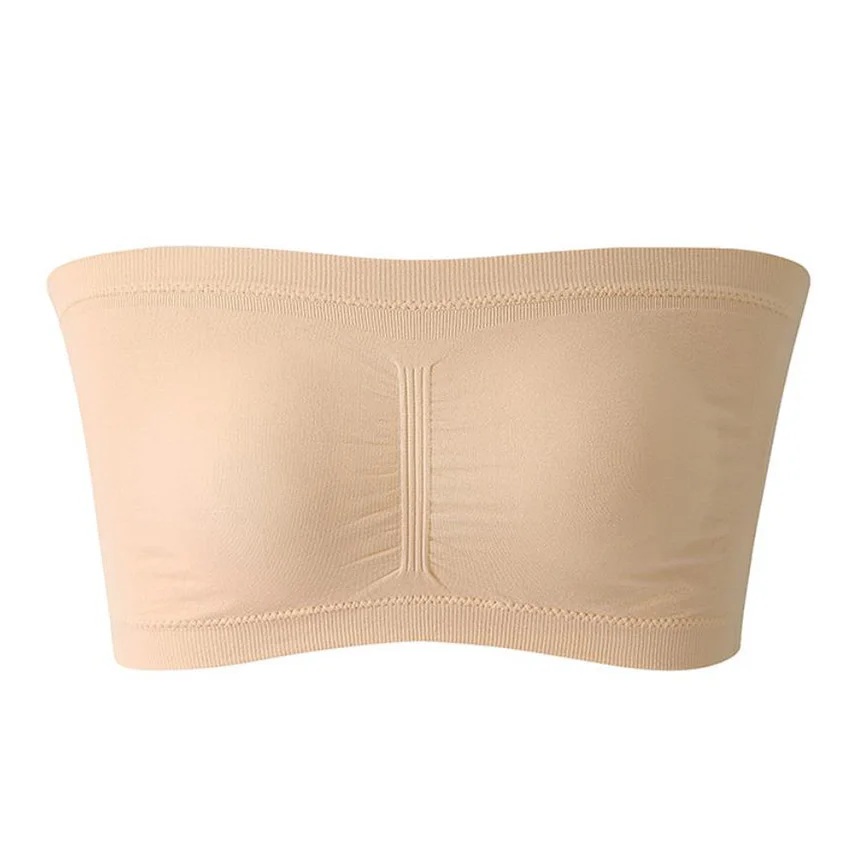 Top de tubo sin costuras de talla grande, sujetador Invisible sin tirantes para mujer, Top corto sin mangas con Espalda descubierta, Tops cortos, ropa interior para mujer