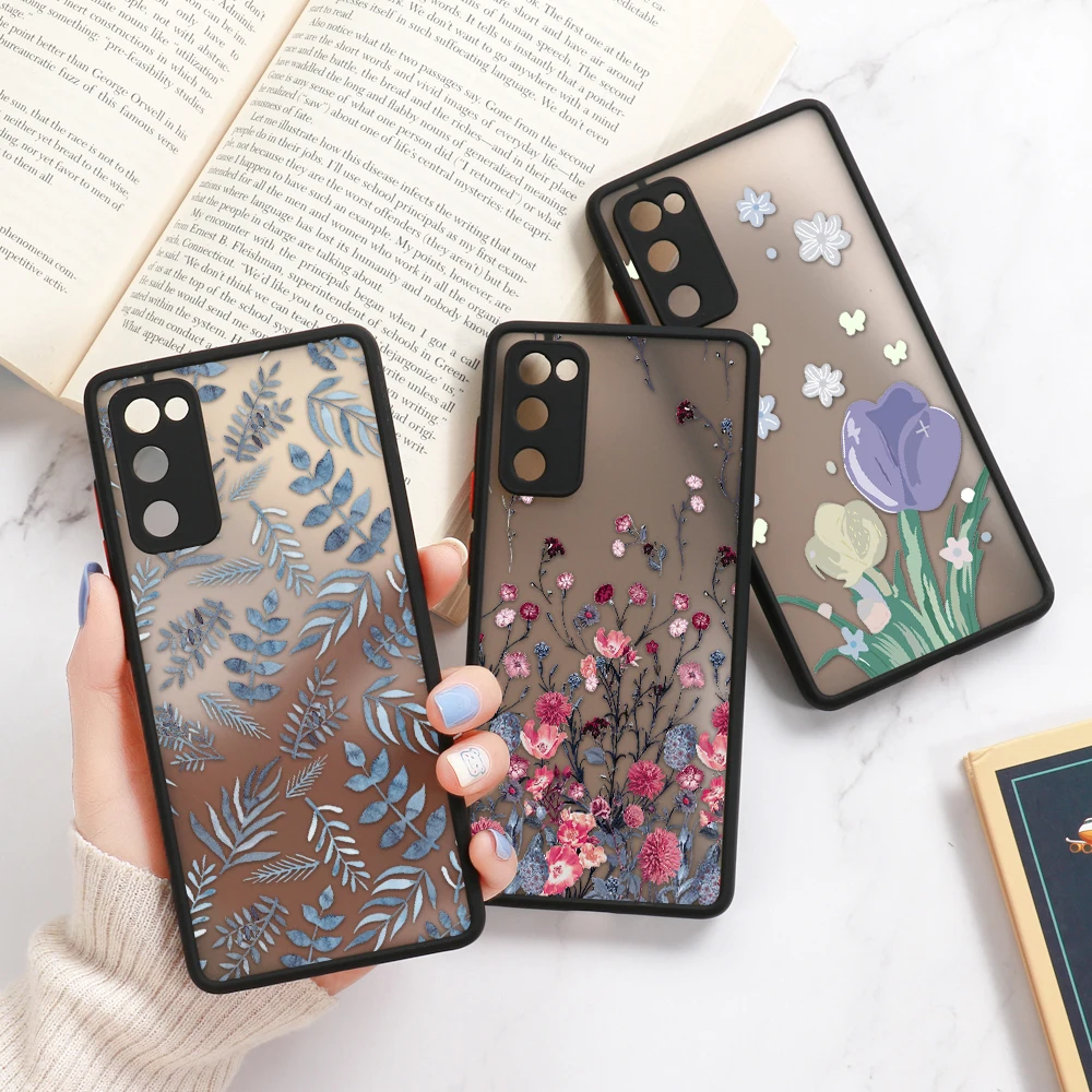 Flower Hard Capa S20 FE Case For Samsung S21 Ultra Case Len Protection Cover Samsung S22 Ultra S9 S8 S10 S20 S21 Plus M31 Coques