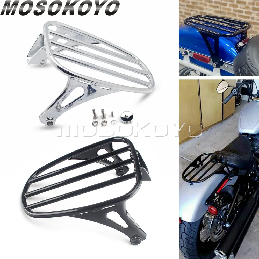 

For Harley Softail Slim Street Bob FLSL FXBB 2018 2019 2020 2021 Motorcycle Solo Seat Luggage Carrier Support Shelf Frame Rack