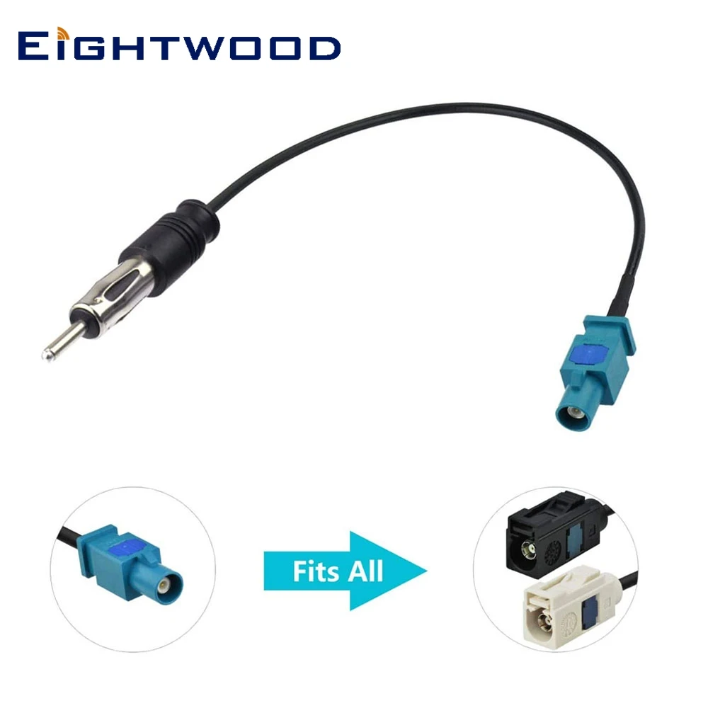 Eightwood Car Stereo Radio Antenna FM AM Adapter Cable Fakra Z Male to DIN Plug for Audio Head Unit CD Media Player Receiver