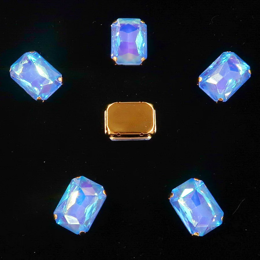 Rechteckige goldene Krallenfassungen, 20 Stück/Packung, 13 x 18 mm, Jelly Candy & AB-Farbe, Glaskristall zum Aufnähen, Strass für Hochzeitskleid, DIY – Detail 10