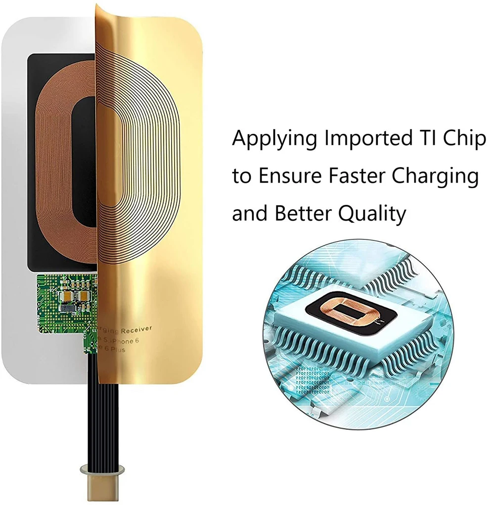 Micro USB Type C Universal Fast Wireless Charger adapter For Samsung Redmi Note iPhone SE Android Qi Wireless Charging Receiver