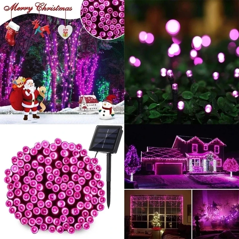 Capodanno 2022 lampade a stringa solari natale impermeabile illuminazione da giardino per esterni decorazione natalizia luci da fata 32M Navidad