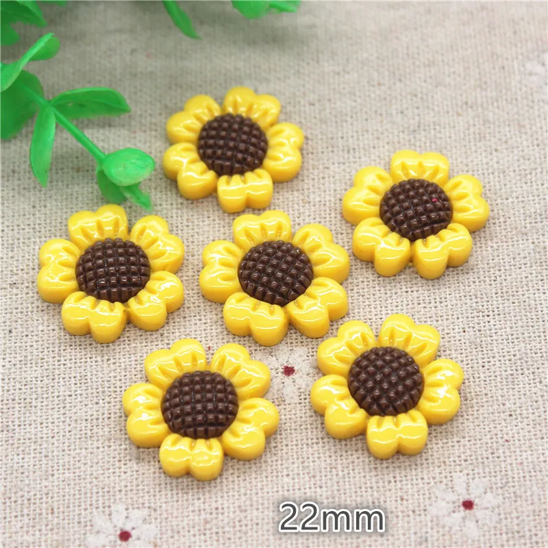 20pcs 22mm Kawaii resina girasole Flatback Cabochon gioielli fai da te/telefono/artigianato accessori decorazione della casa