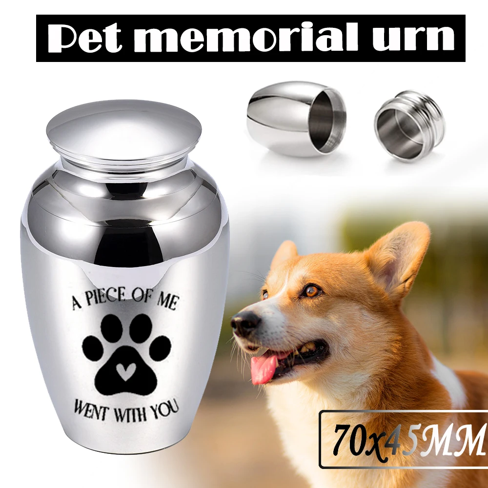 Free carve heart-shaped dog paw print cremation urn keepsake small aluminum alloy ashes holder to commemorat beloved pet