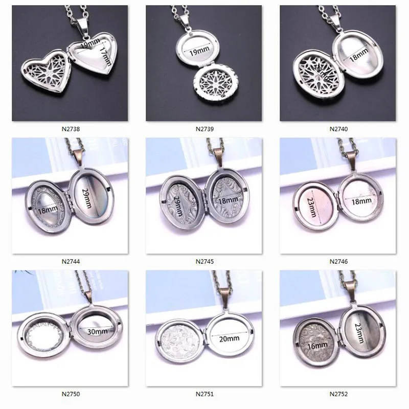 Copper Color Love Heart Locket Pendants for Women Men Openable Photo Frame Glossy Family Pet Picture Necklace Family Love Gift