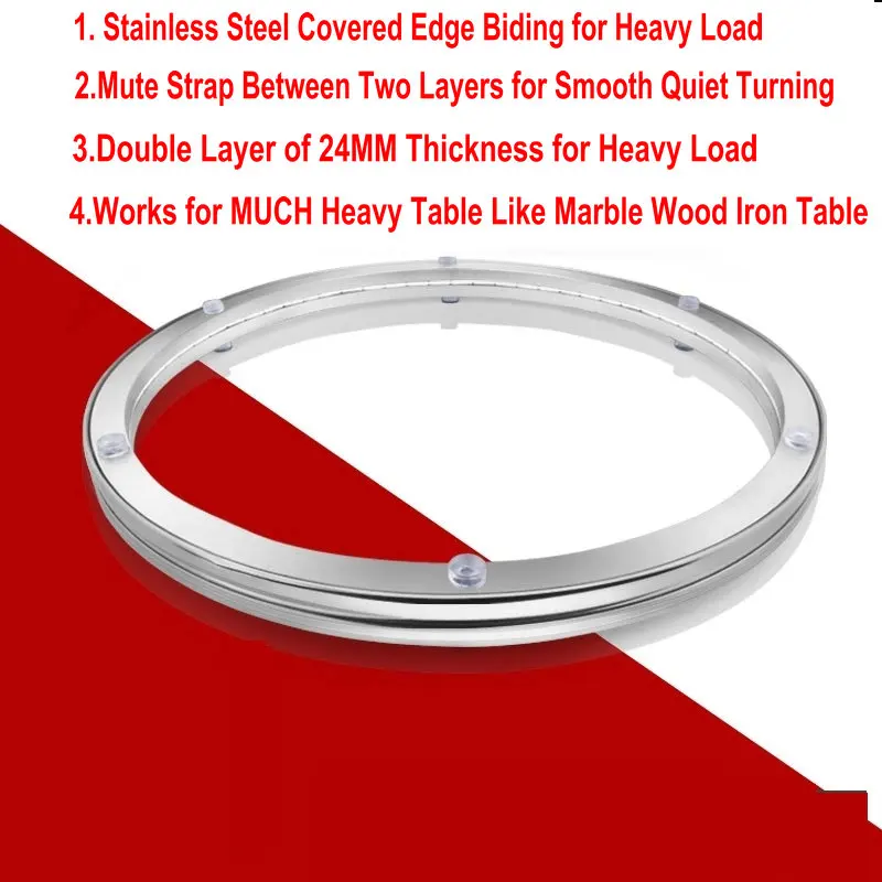 

HQ SUPER STRONG Stainless Steel Biding Lazy Susan Rotate Turntable Heavy Load Double Layer 24MM Thick Mute Strap Swivel Plate