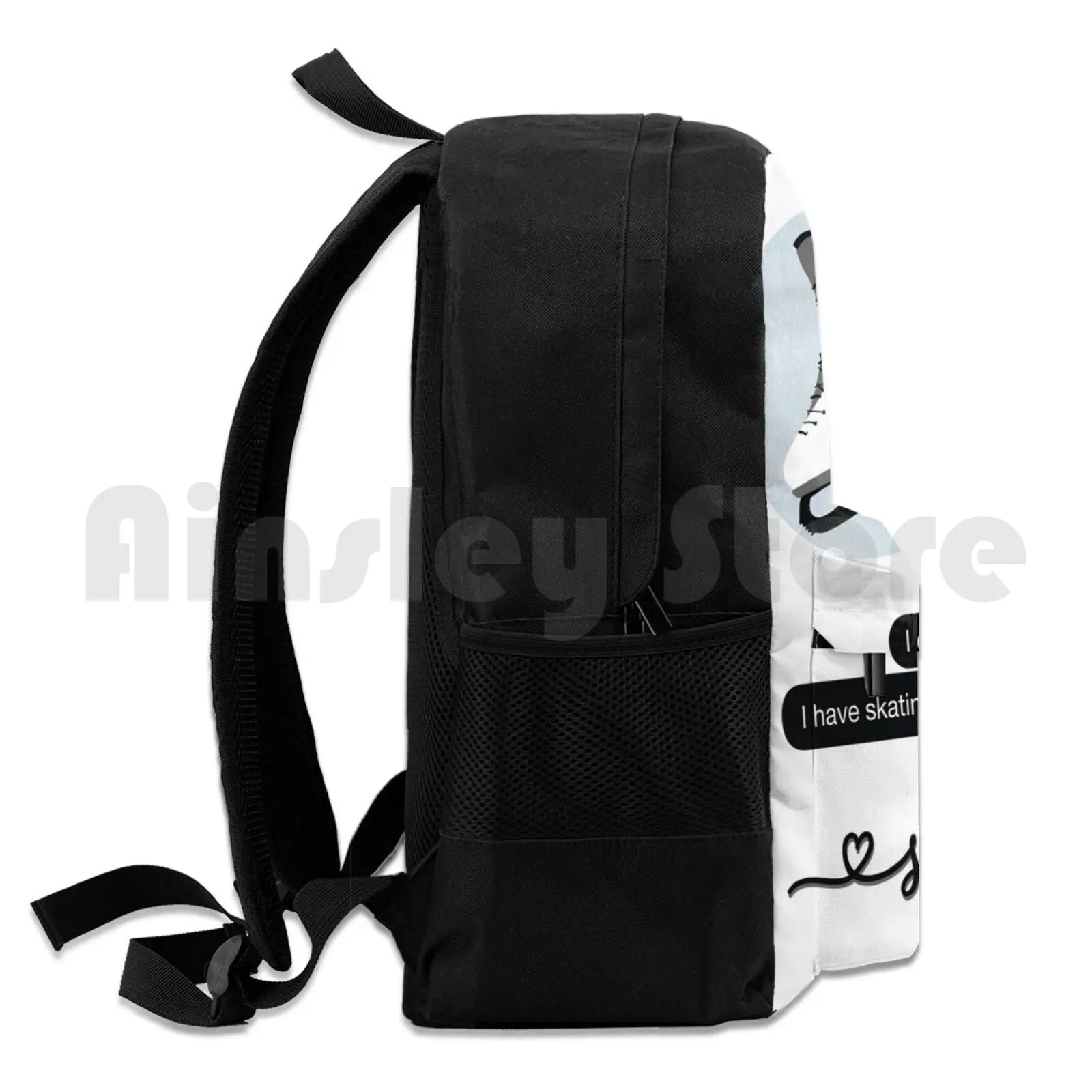 Mochila impermeable de patinaje artístico para patinador de hielo, paquete de pegatinas de acuarela negra para senderismo al aire libre, Camping, viajes, negro, gris, blanco