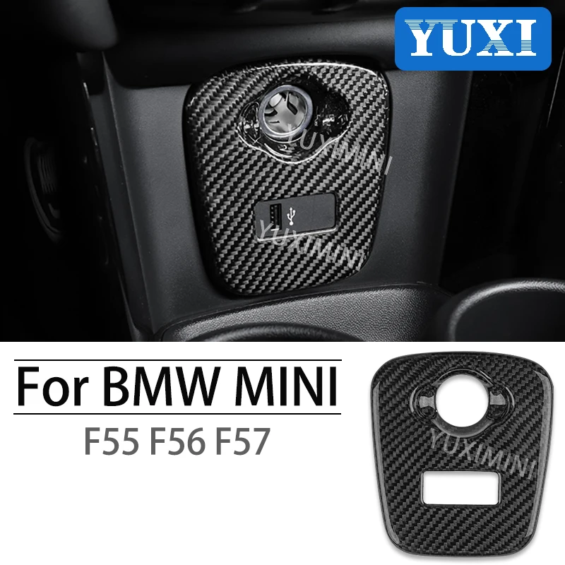 

Car USB Panel Cigarette Lighter Panel Carbon Fiber Protective Shell Interior Sticker For BMW MINI ONE Cooper S JCW F55 F56 F57