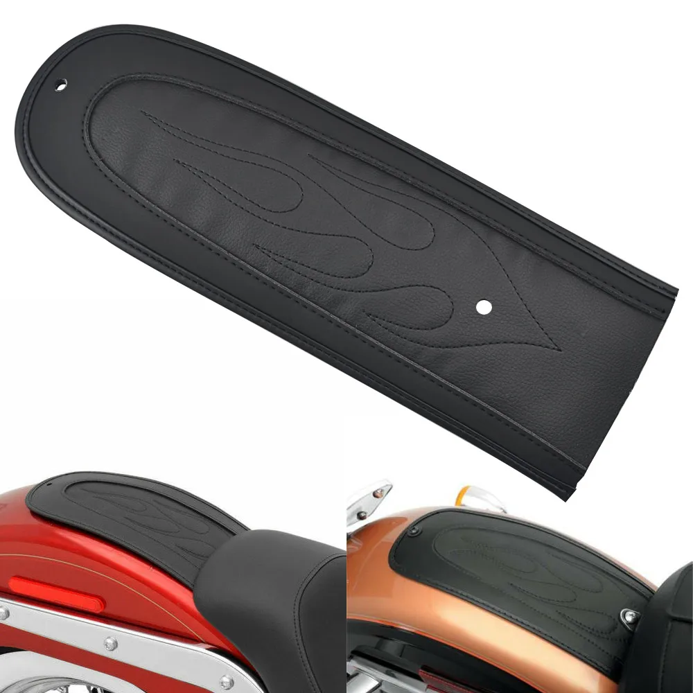 Motorcycle Rear Flame Stitch Leather Rear Fender Bib Leather pad For Harley Dyna Fat Bob Wide Glide Fat Bob 2006-2017