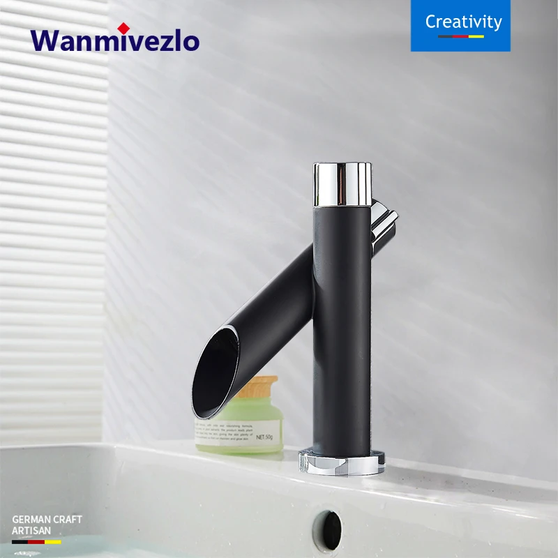 

Смеситель для ванной комнаты Blacken с двойной ручкой, кран «Водопад» для раковины, смеситель горячей и холодной воды, хромированная отделка, крепление на раковину