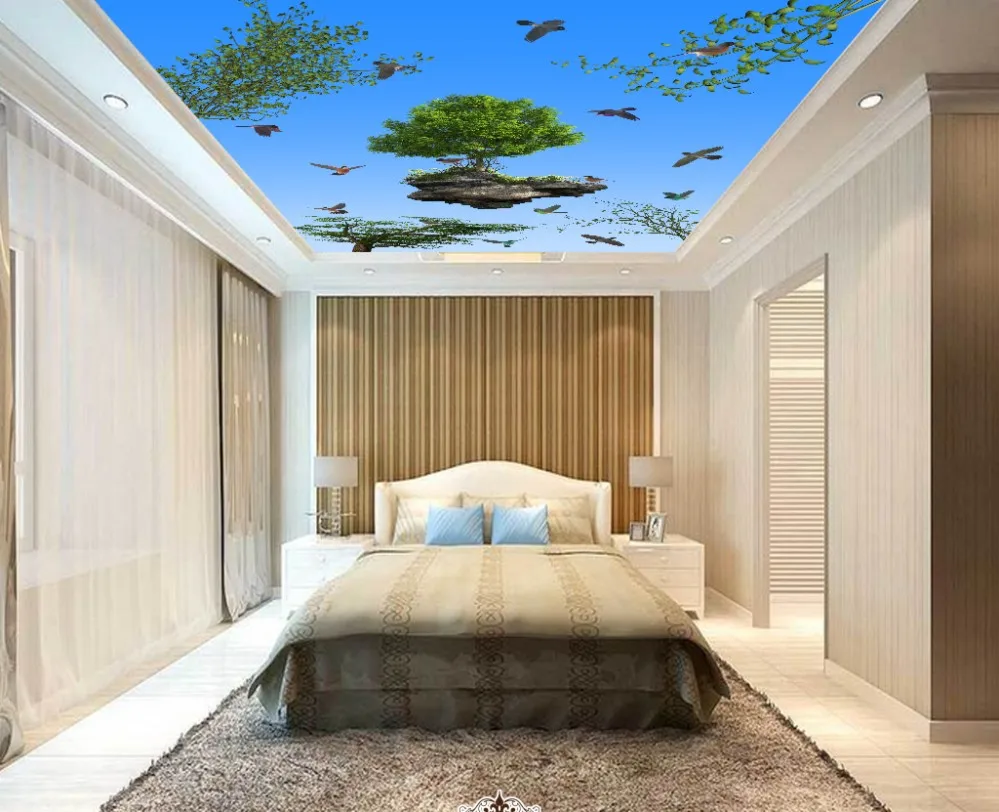 

Bird Park Sky 3D Ceiling Living Room Bedroom Ceiling Background Wallpaper 3D Mural