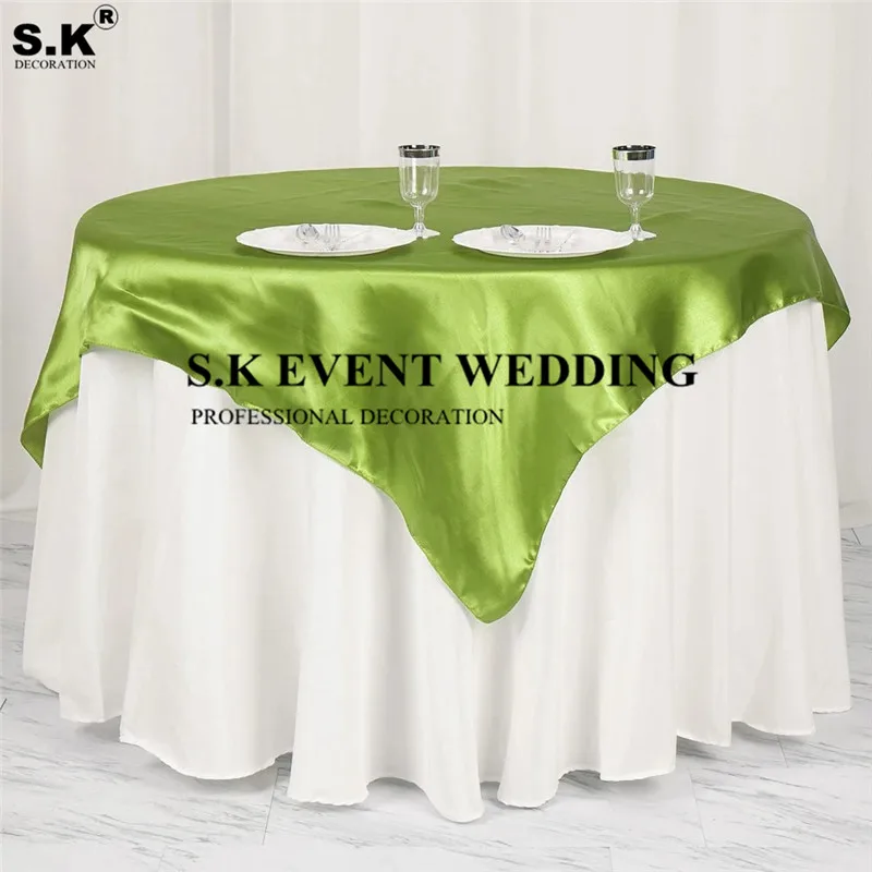 Cheap Satin Tablecloth Square Table Cloth Overlay for Wedding Party Christmas Table Cover Home Decoration