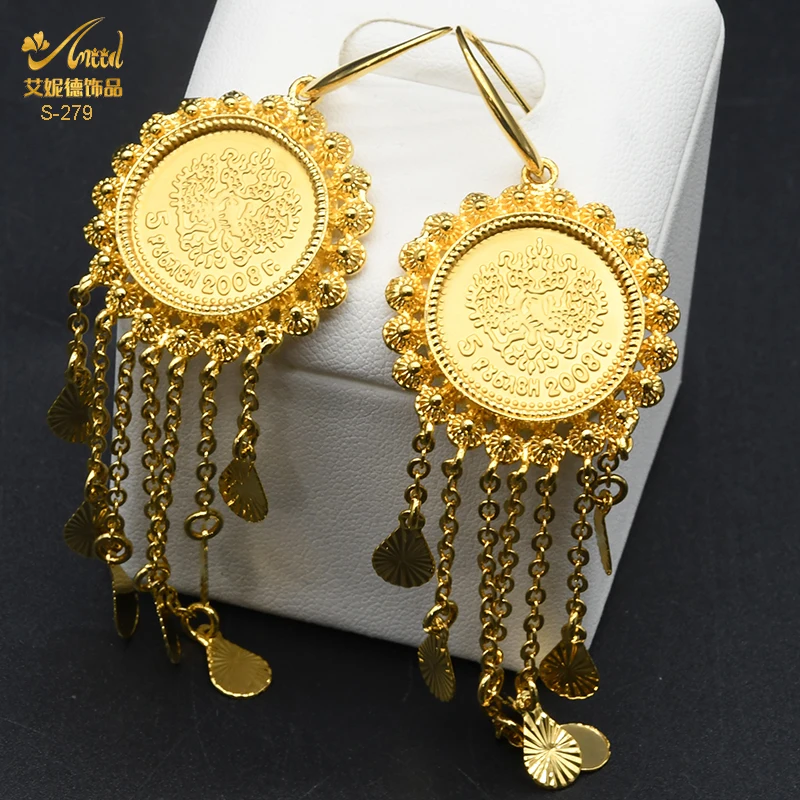 ANIID Dubai Gold Color Coin Necklace Bracelet Jewelry Sets For Women African Ethiopian Bridal Wedding Luxury Jewellery Gifts