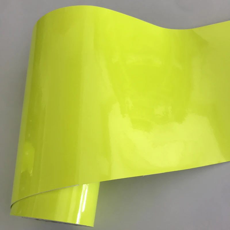 20cm 30cm 50cm Width Neon Fluorescent Yellow Adhesive Vinyl Roll For Car Wrap Foil Sticker with Air Bubbles Free