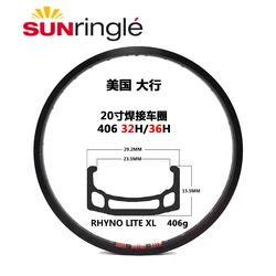 SUNRingle RHYNO LITE XL 20inch 406 bike rim for folding bike double layer aluminum alloy bicycle rim 20/24/32 hole for A/V