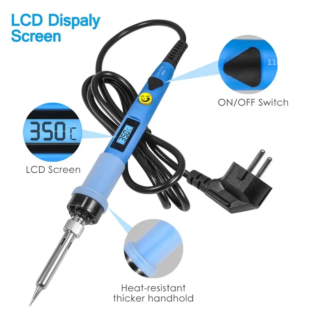 80W Digital Soldering Iron kit Electric Soldering Iron With On-Off Switch Knife Desoldering Pump Soldering Iron Tools