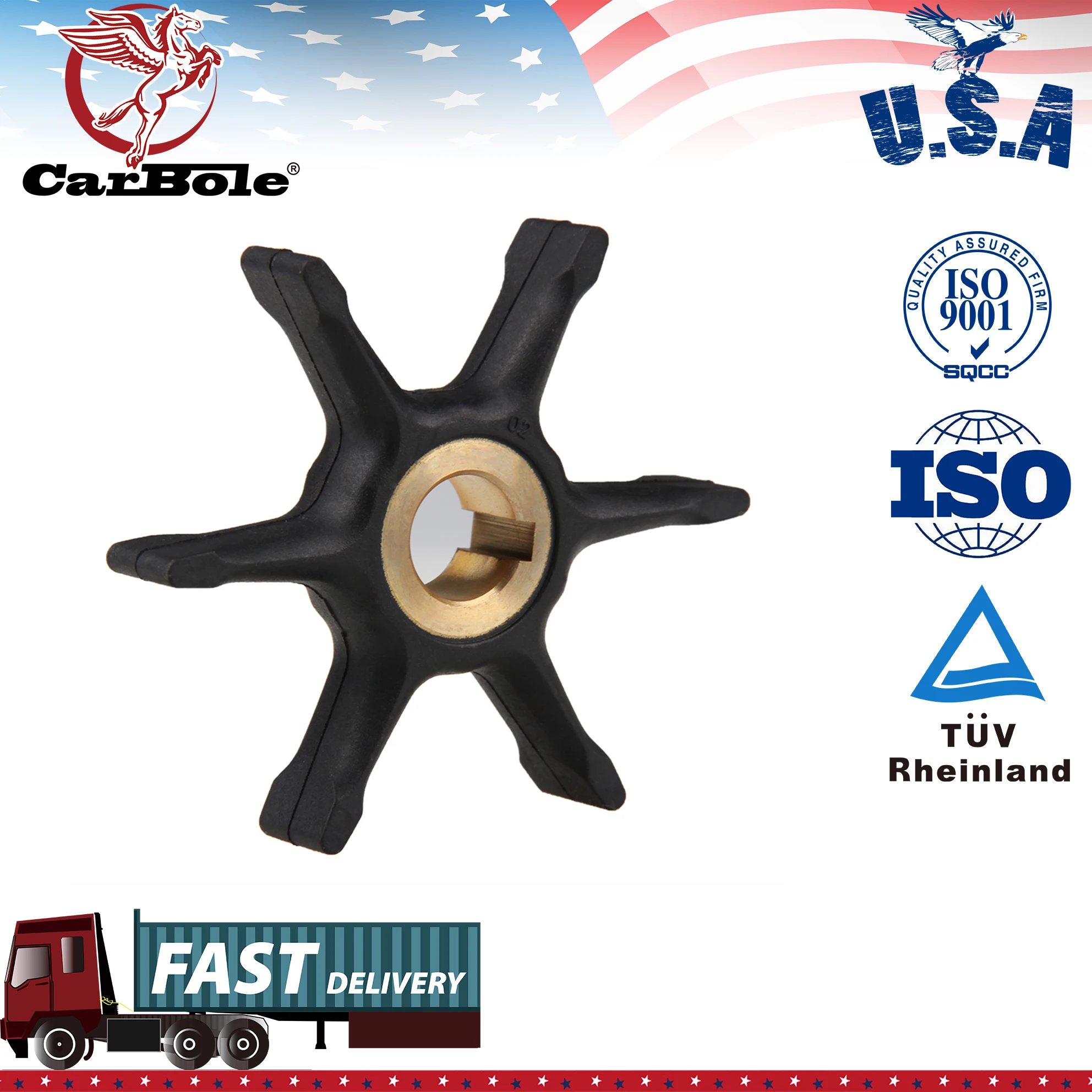 High Quality Outboard Water Pump Impeller For Johnson / Evinrude / OMC / BRP 10/15/18/20/25 HP 18-3002 375638 775518