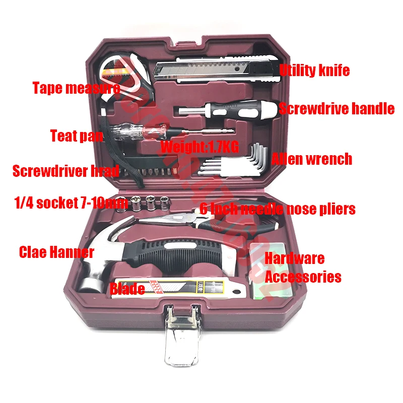 

38/1Hand Tool Set General Household Repair Tool Kit with Plastic Storage Case Socket Wrench Screwdriver Car Repair Tool Set