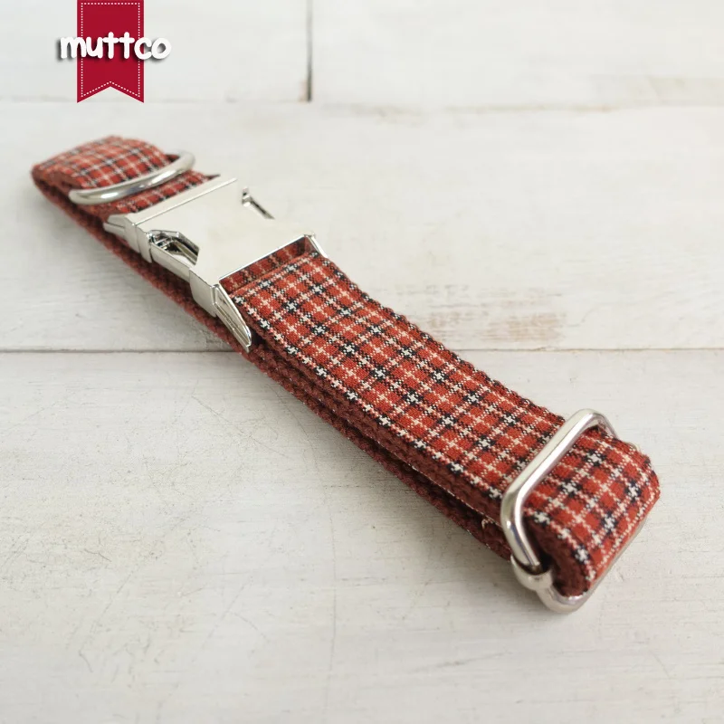 10pcs/lot MUTTCO retailing self-design dog collar GENTLE PLAID handmade poly satin and nylon  5 sizes dog collar UDC103