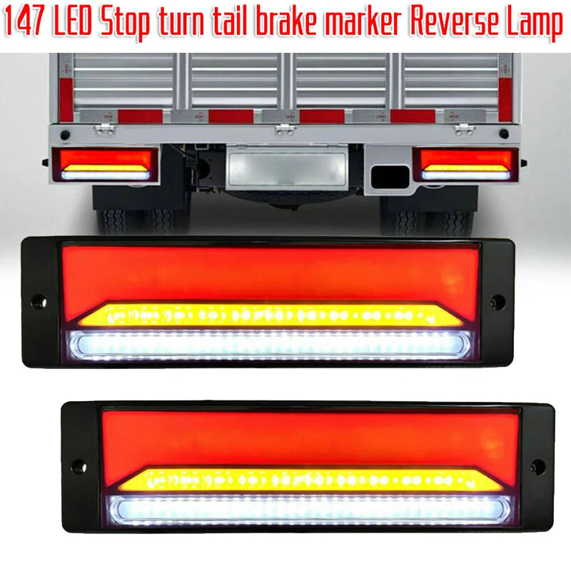 2pcs 4 in 1universal car truck Rear tail light led trailer tail lights waterproof Flow Steering brake reversing traffic fog lamp