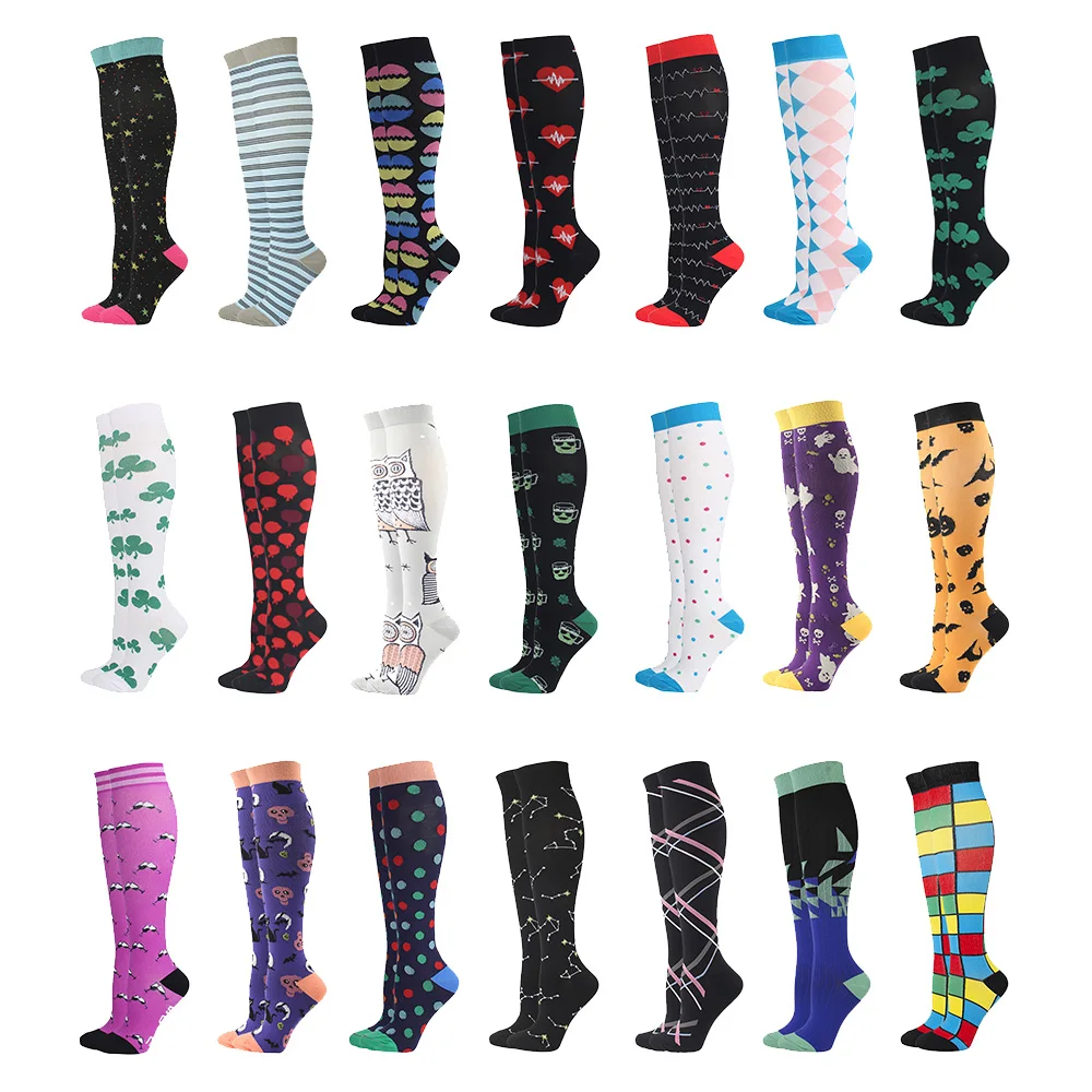 Unisex Compression Socks Fun Sports Warm Long Boots Stockings Women Men Breathable Knee Socks Fit For Edema Varicose Veins