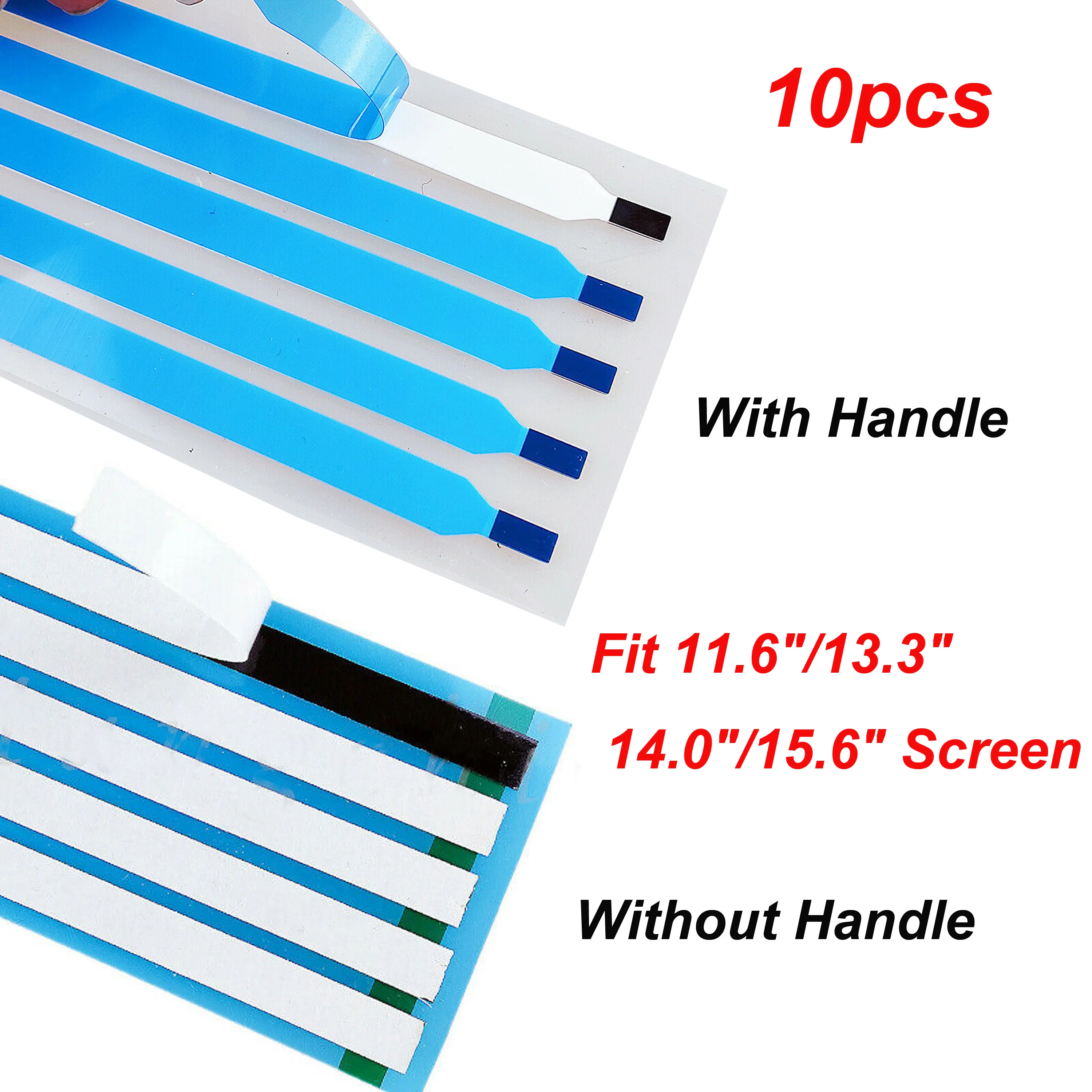 

10pcs New Pull Tabs Stretch Release Adhesive Strips for LCD Screen with/without Handle - Black/White